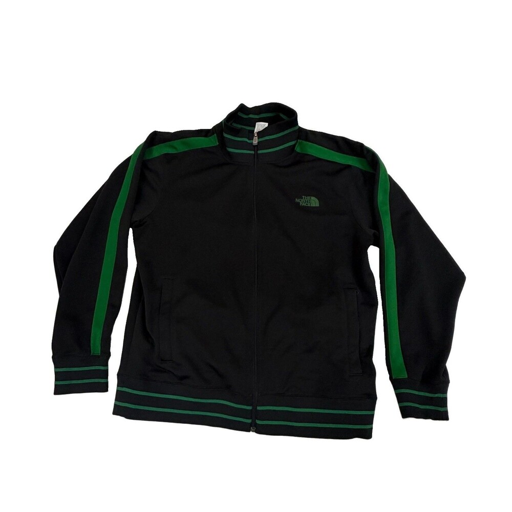 North Face Vintage A5 Series Full Zip Retro Track Jacket Black Green Stripe XL